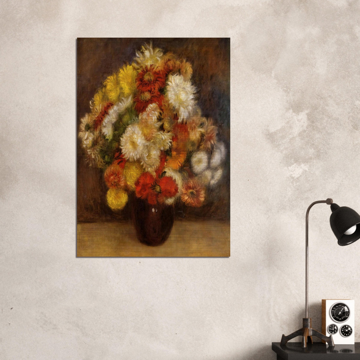 Bouquet of Chrysanthemums - Pierre-Auguste Renoir Brushed Aluminum Print - 70x100 cm / 28x40 inches | Pierre-Auguste Renoir Aluminum Print | Pierre-Auguste Renoir Prints