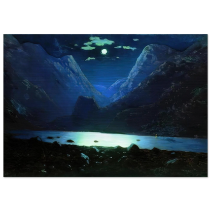 Daryal pass. Moonlight Night - Arkhyp Kuindzhi Brushed Aluminum Print - 70x100 cm / 28x40 inches | Arkhyp Kuindzhi Aluminum Print | Arkhyp Kuindzhi Prints
