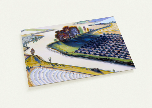 Flatland River - 1997 By Wayne Thiebaud Pack of 10 Post Cards | Wayne Thiebaud Post Cards | A6 (10.5 x 14.8 cm) - 4.1 x 5.8 inches