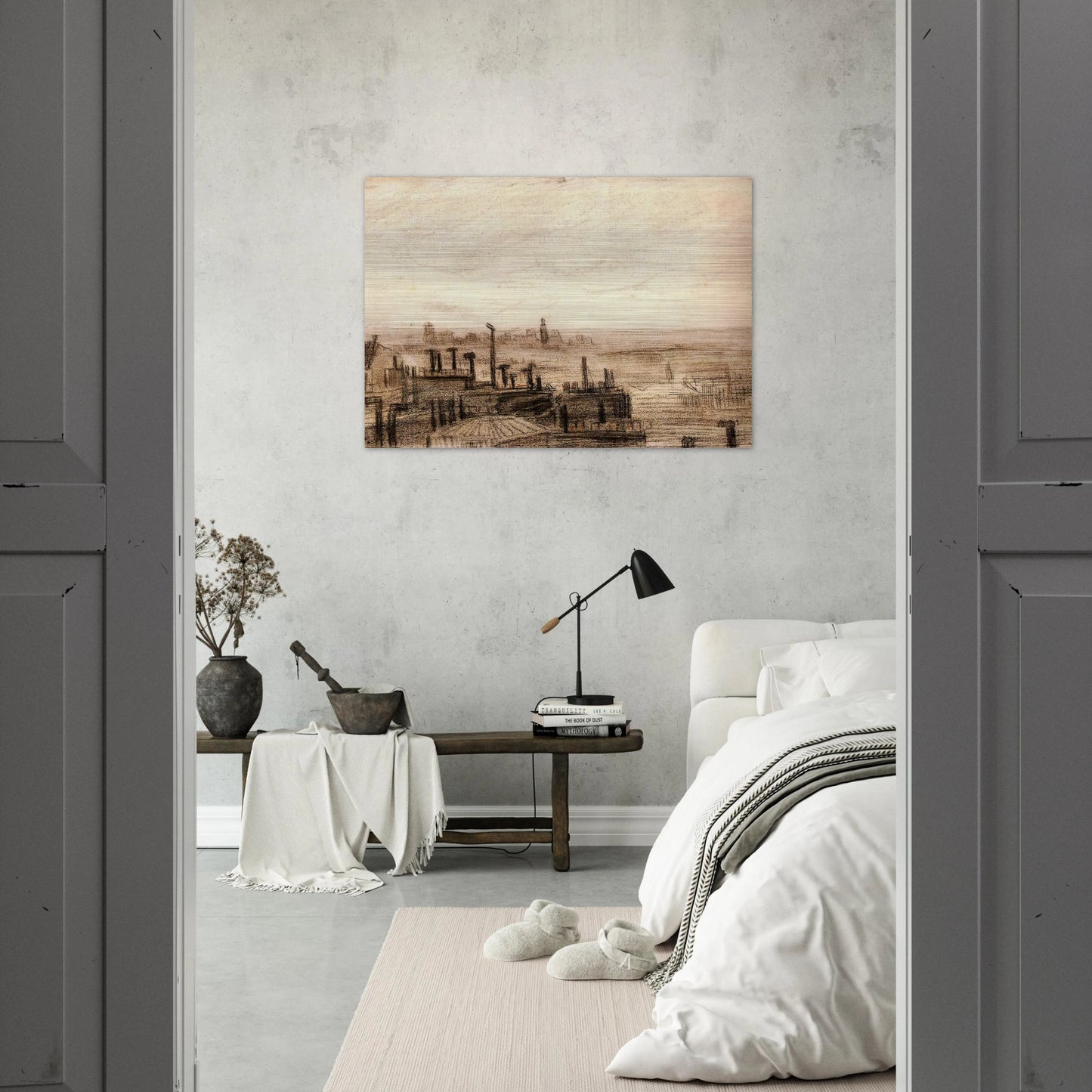 View of Paris, with the Hôtel de Ville and the Tour-Saint-Jacques - Vincent van Gogh Brushed Aluminum Print - 70x100 cm / 28x40 inches | Vincent van Gogh Aluminum Print | Vincent van Gogh Prints