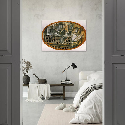 Still Life with Caned Chair - Pablo Picasso Brushed Aluminum Print - 70x100 cm / 28x40 inches | Pablo Picasso Aluminum Print | Pablo Picasso Prints