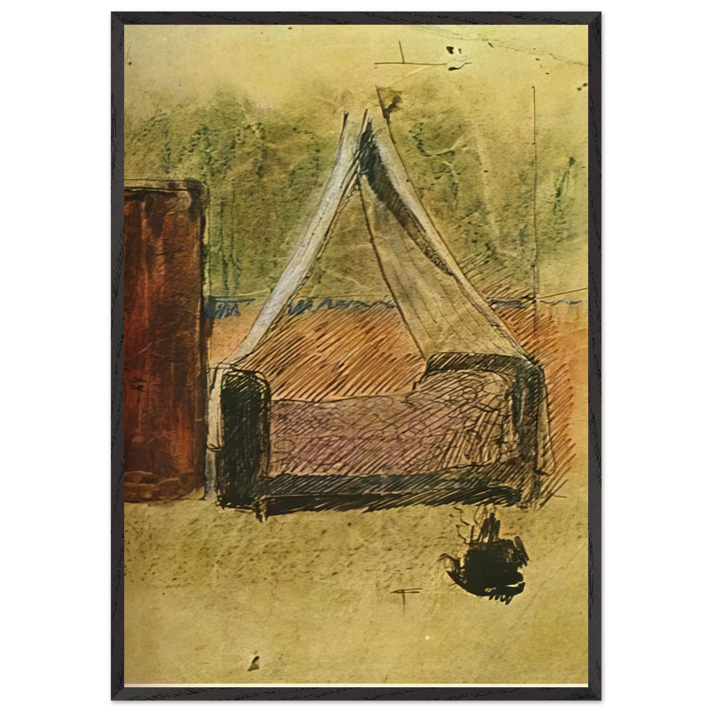 Bed with mosquito nets - Pablo Picasso 70x100 cm / 28x40 inches Framed Art Print – Black Wooden Frame