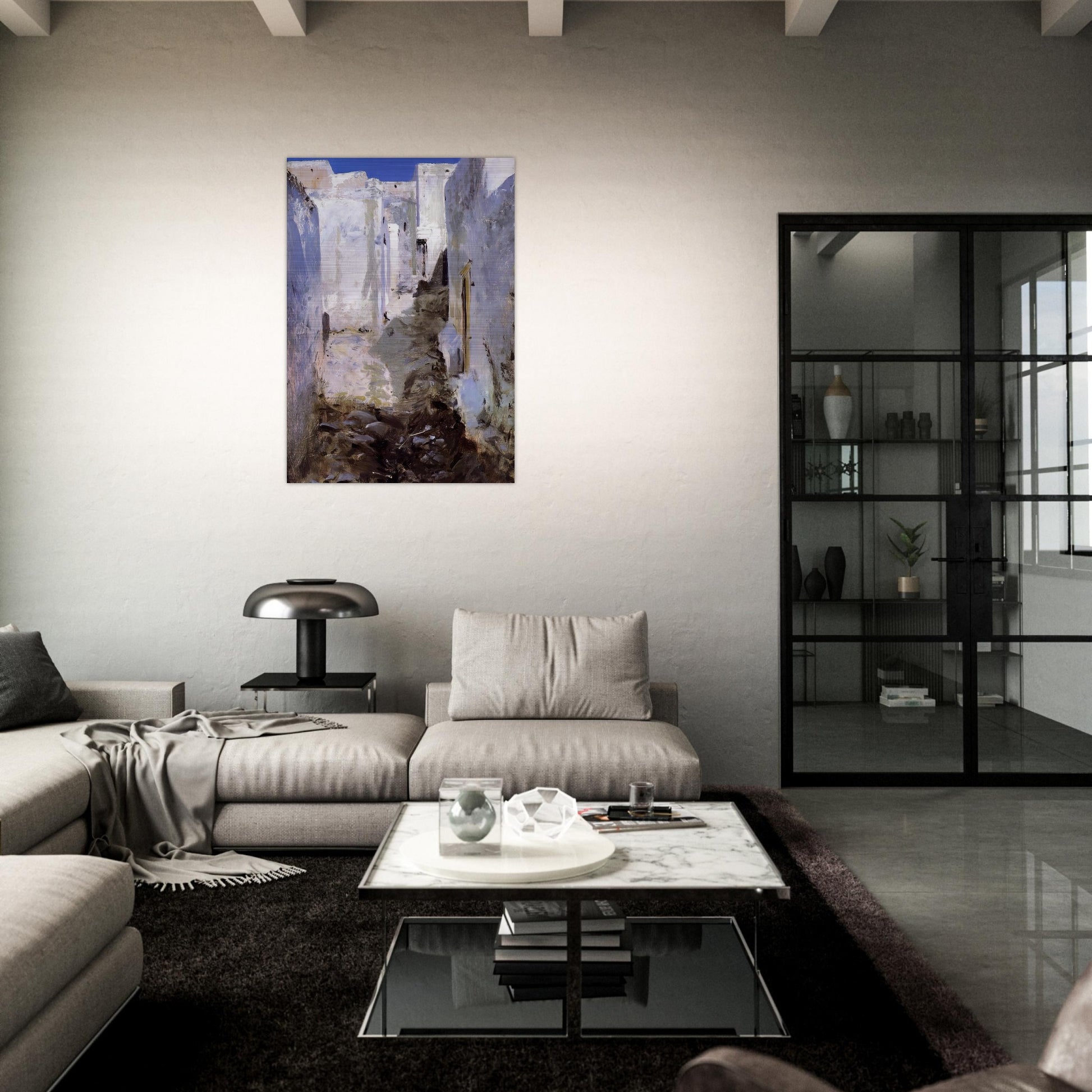 A Street in Algiers - John Singer Sargent Brushed Aluminum Print - 70x100 cm / 28x40 inches | John Singer Sargent Aluminum Print | John Singer Sargent Prints