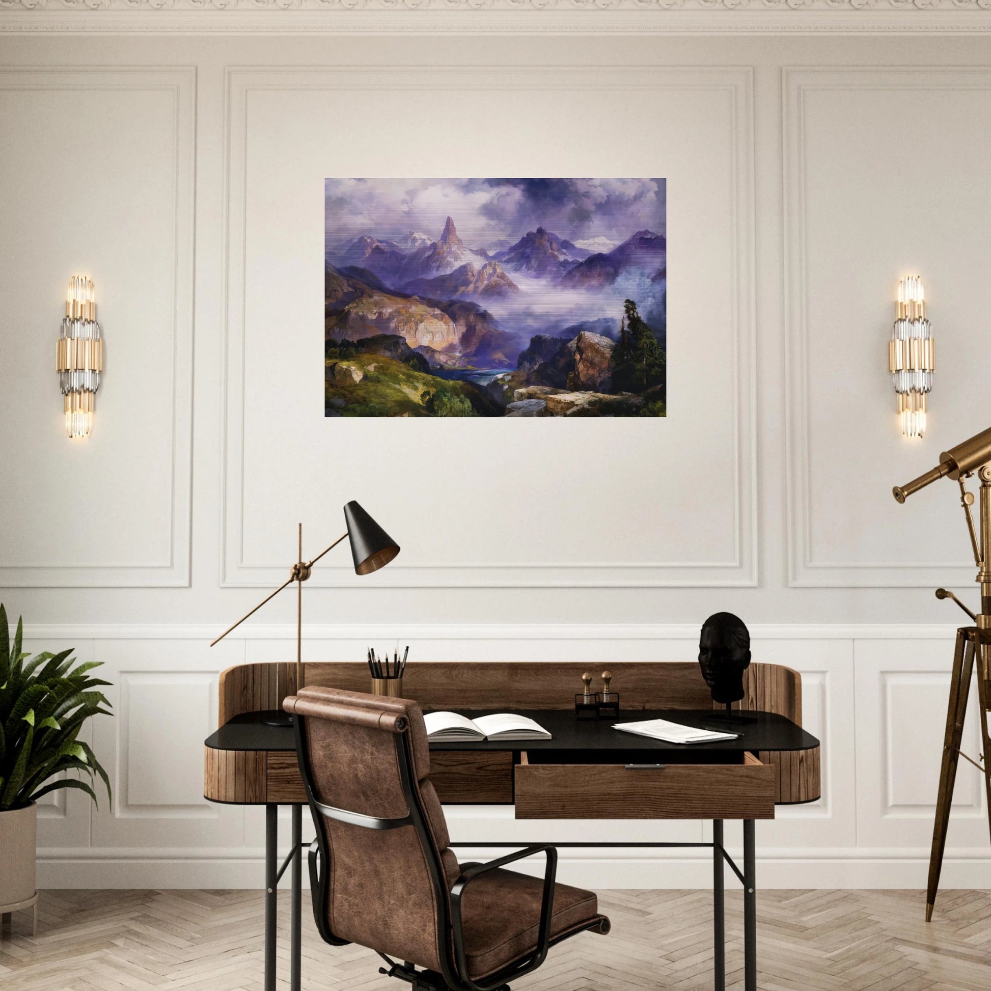 Index Peak Yellowstone National Park - Thomas Moran Brushed Aluminum Print - 70x100 cm / 28x40 inches | Thomas Moran Aluminum Print | Thomas Moran Prints