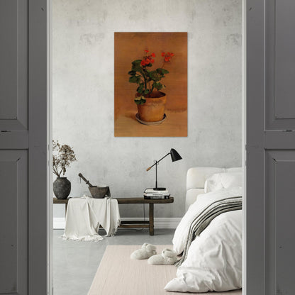 A POT OF GERANIUMS - Odilon Redon Brushed Aluminum Print - 70x100 cm / 28x40 inches | Odilon Redon Aluminum Print | Odilon Redon Prints