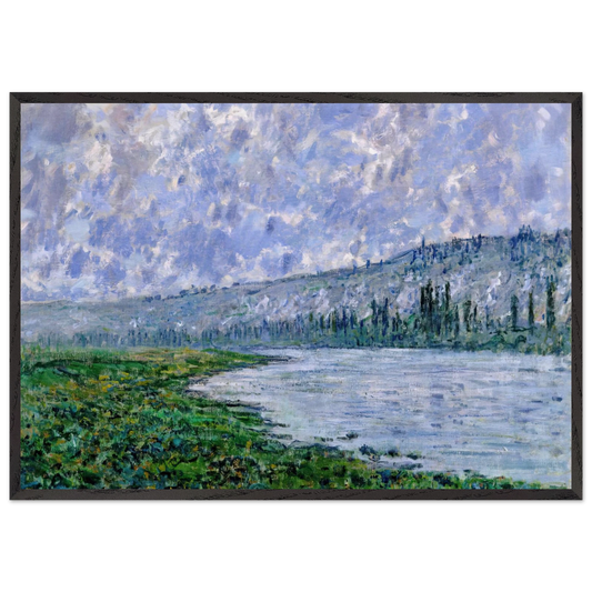 The Seine and the Chaantemesle - claude monet 70x100 cm / 28x40 inches Framed Art Print – Black Wooden Frame