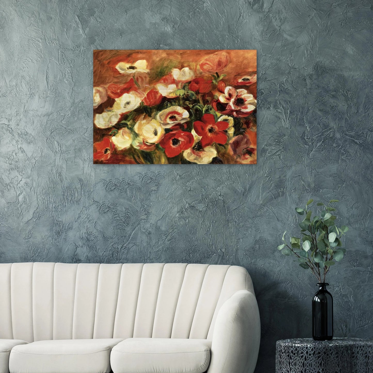 Spray of Anemones - Pierre-Auguste Renoir Brushed Aluminum Print - 70x100 cm / 28x40 inches | Pierre-Auguste Renoir Aluminum Print | Pierre-Auguste Renoir Prints