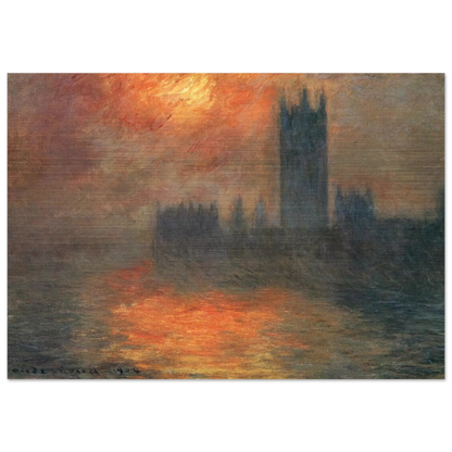 Houses of Parliament, Sunset - claude monet Brushed Aluminum Print - 70x100 cm / 28x40 inches | claude monet Aluminum Print | claude monet Prints