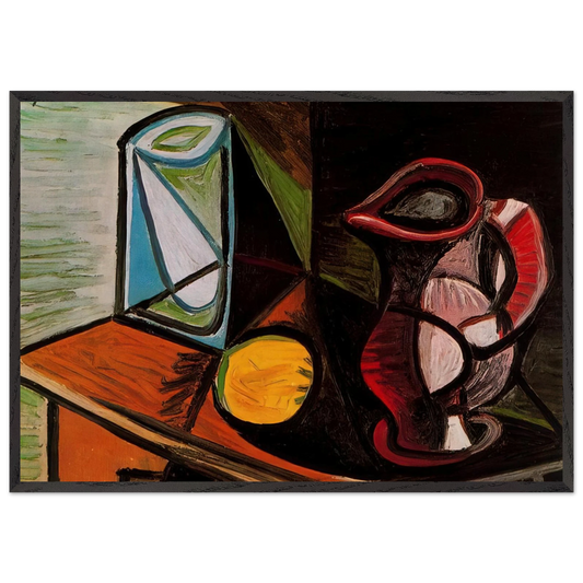 Glass and pitcher - Pablo Picasso 70x100 cm / 28x40 inches Framed Art Print – Black Wooden Frame