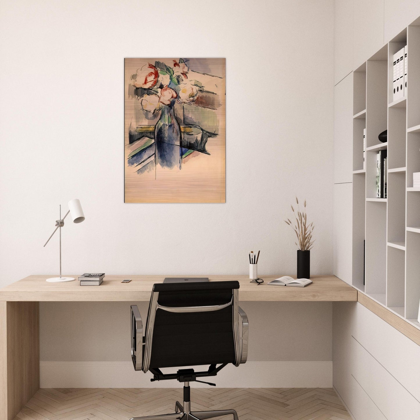 Roses in a Bottle - Paul Cézanne Brushed Aluminum Print - 70x100 cm / 28x40 inches | Paul Cézanne Aluminum Print | Paul Cézanne Prints