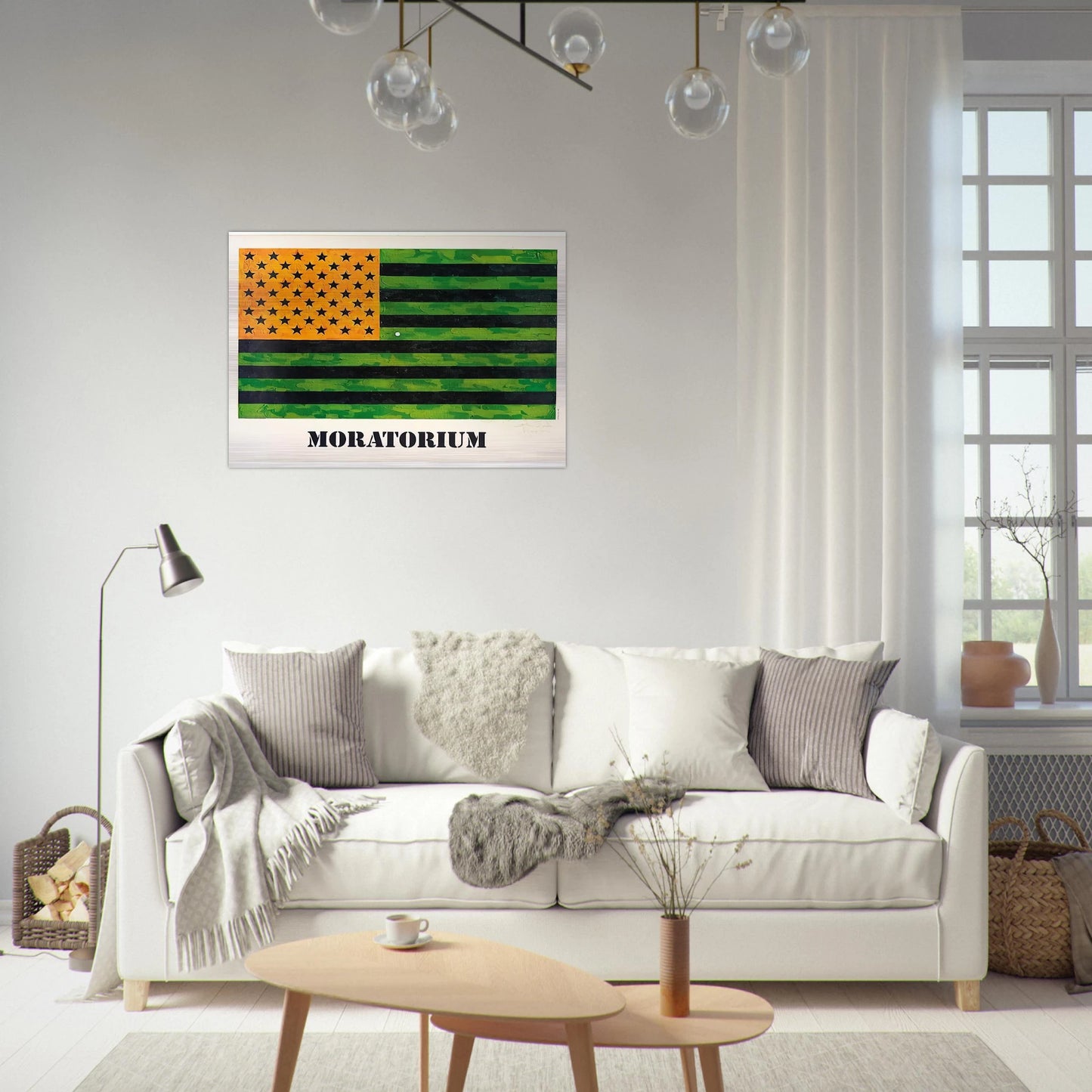 MORATORIUM FLAG - Jasper Johns Brushed Aluminum Print - 70x100 cm / 28x40 inches | Jasper Johns Aluminum Print | Jasper Johns Prints