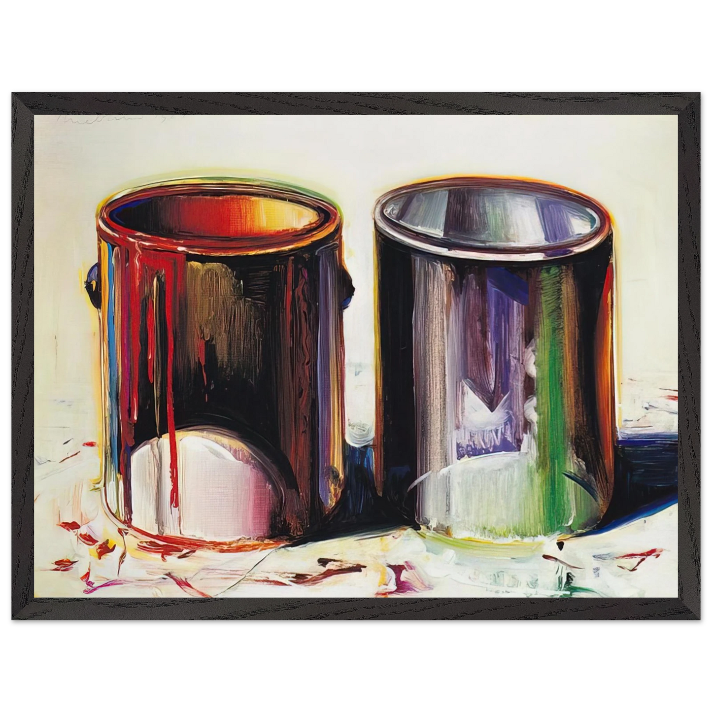 Wayne Thiebaud - Two Paint Cans - 1987 Wall Art - 30x40 cm / 12x16 inches - Premium Wooden Framed Poster With Fine Art Paper - White frame