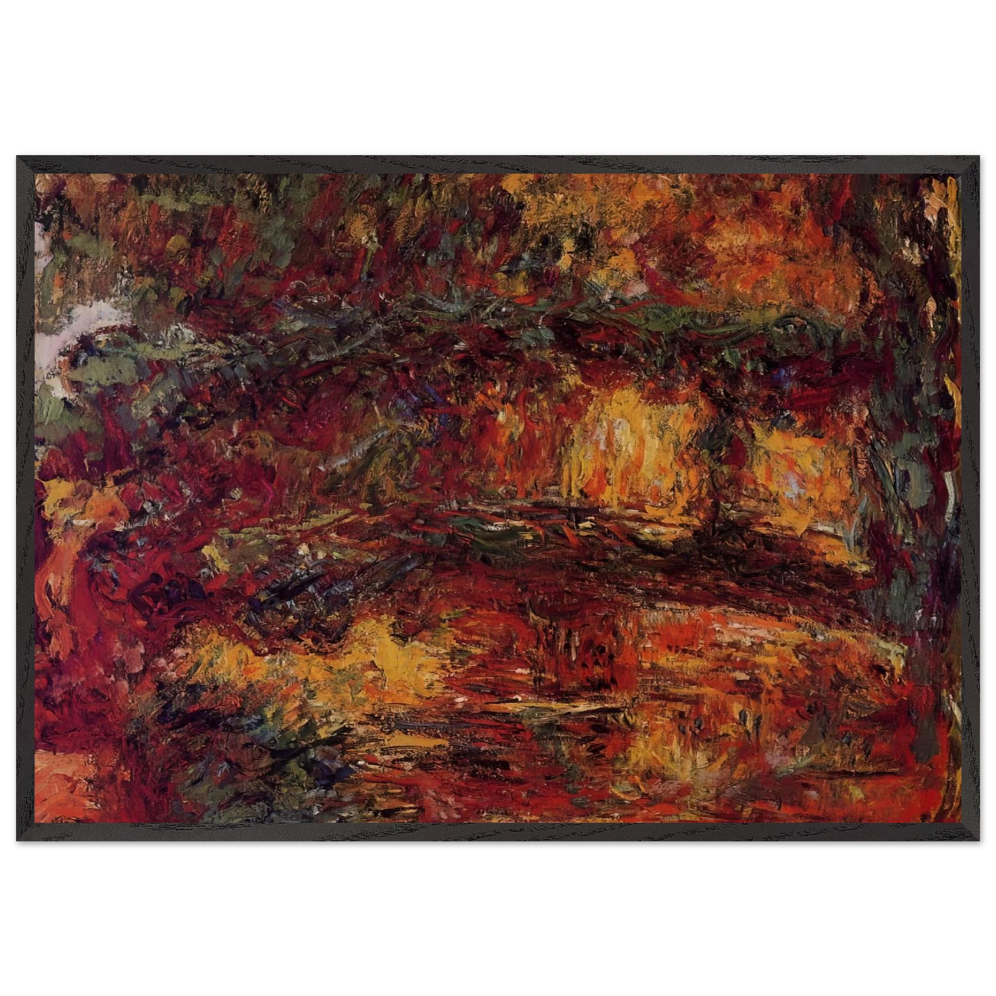 The Japanese Bridge at Giverny - claude monet 70x100 cm / 28x40 inches Framed Art Print – Black Wooden Frame