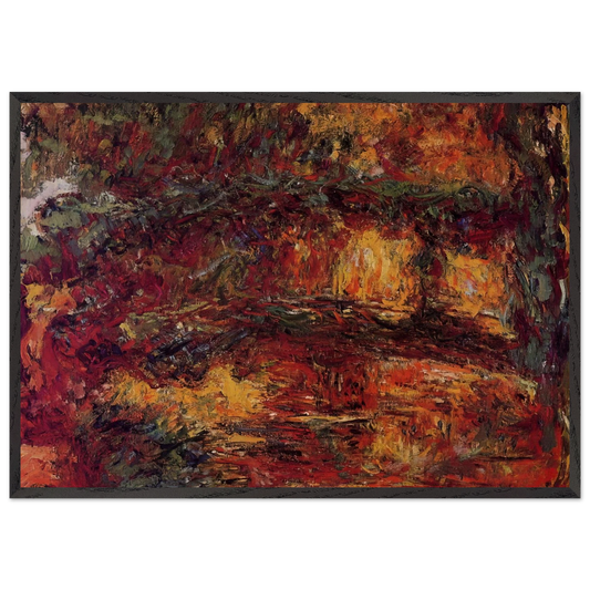 The Japanese Bridge at Giverny - claude monet 70x100 cm / 28x40 inches Framed Art Print – Black Wooden Frame