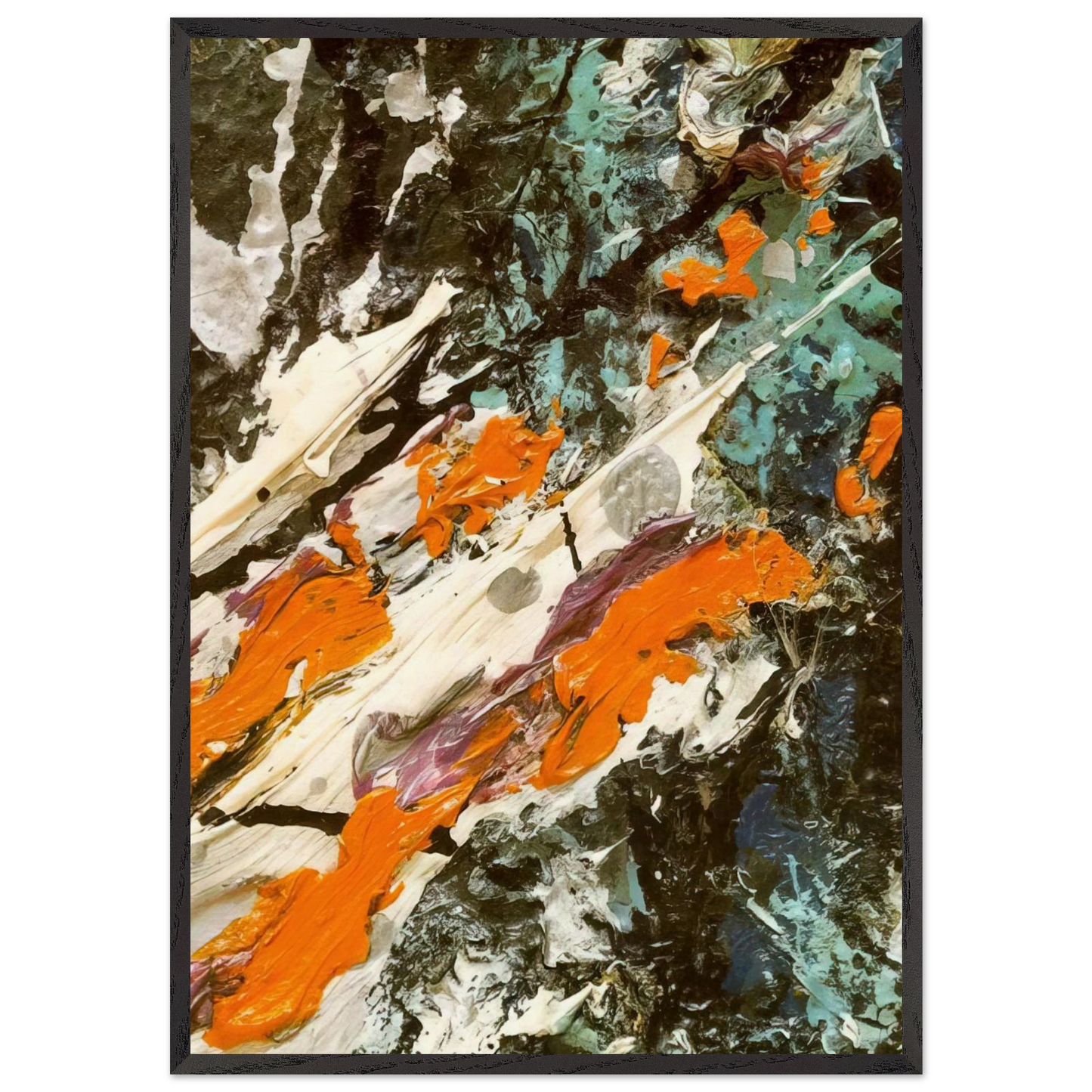 FULL FATHOM FIVE - Jackson Pollock 70x100 cm / 28x40 inches Framed Art Print – Black Wooden Frame