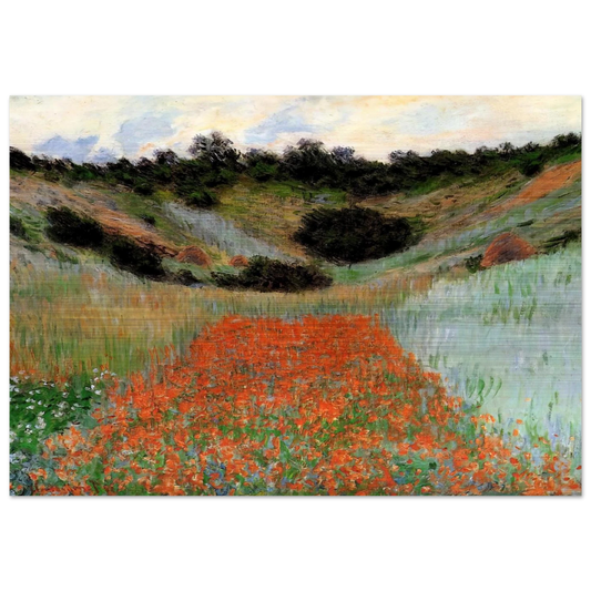 Poppy Field in a Hollow near Giverny - claude monet Brushed Aluminum Print - 70x100 cm / 28x40 inches | claude monet Aluminum Print | claude monet Prints