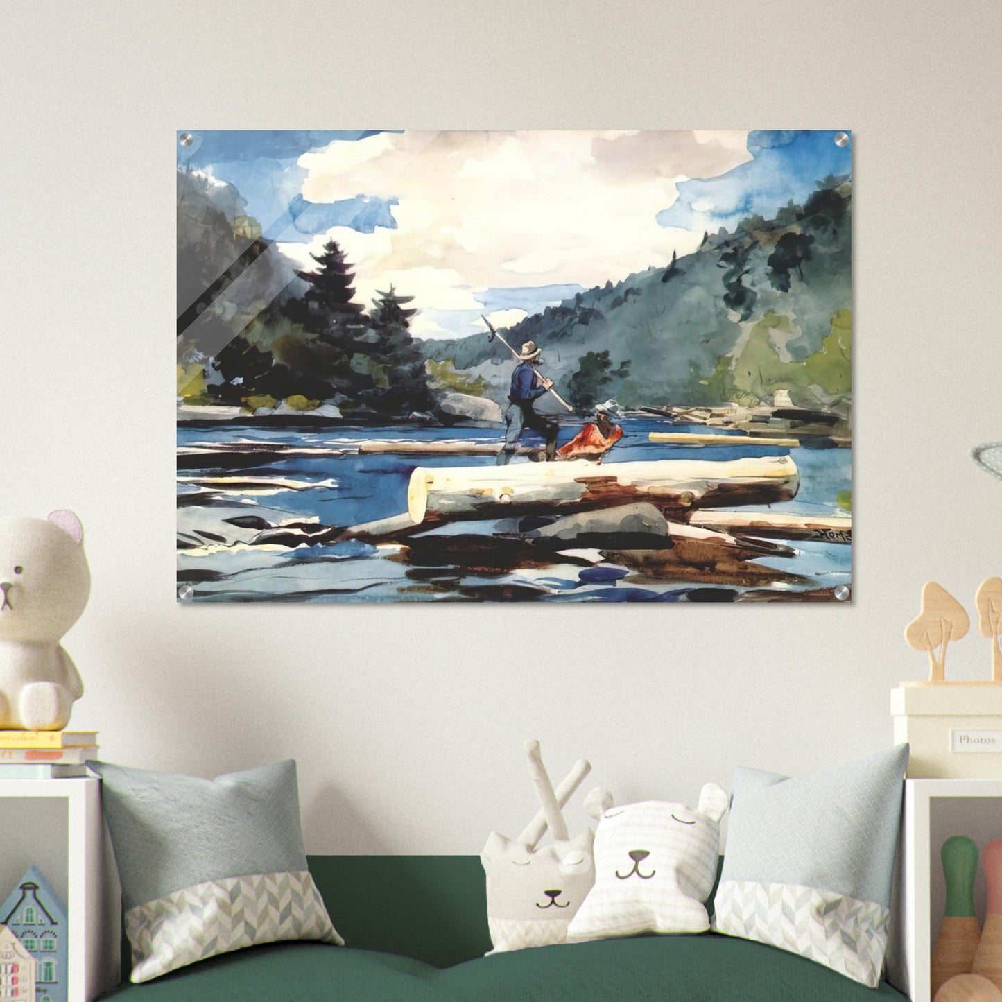 HUDSON RIVER LOGGING - Winslow Homer Acrylic Print - 70x100 cm / 28x40″ inches