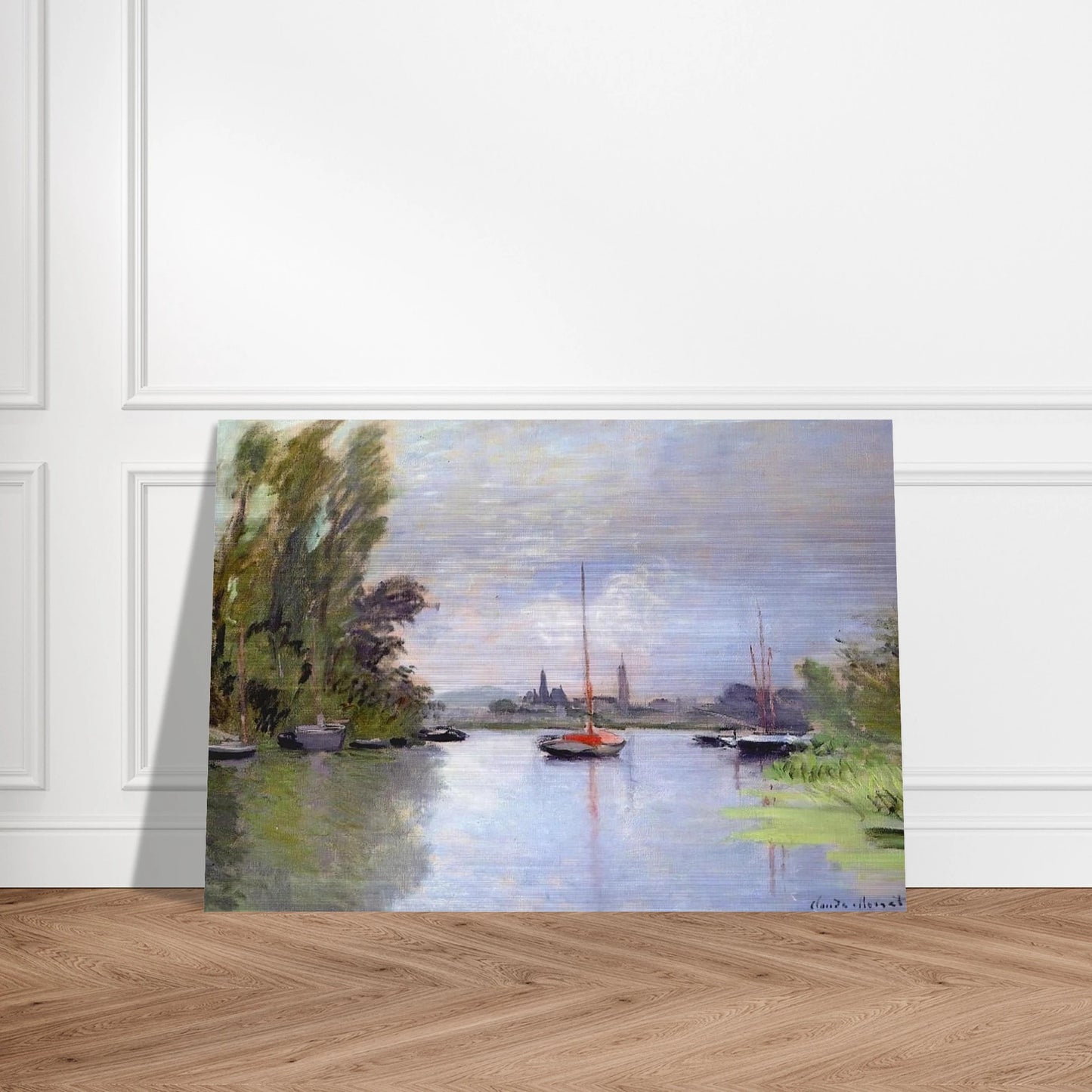 Argenteuil Seen from the Small Arm of the Seine - claude monet Brushed Aluminum Print - 70x100 cm / 28x40 inches | claude monet Aluminum Print | claude monet Prints