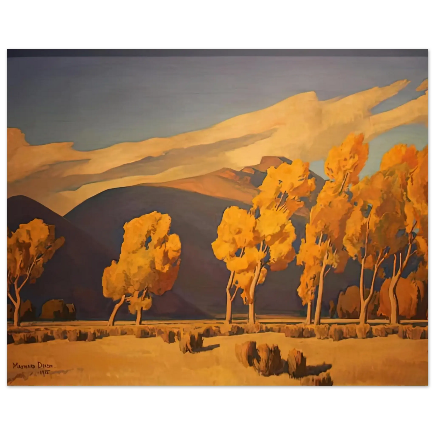 Maynard Dixon - NOVEMBER IN NEVADA 1935 Wall art - 20x25 cm / 8x10 Inches - Premium Wooden Framed Poster With Fine Art Paper - Wood frame
