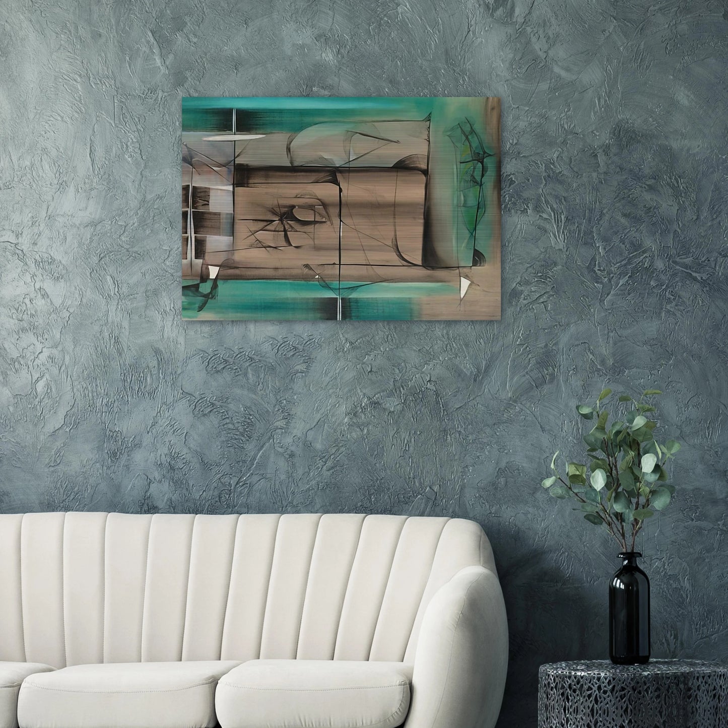 Abstraction in Green and Black - 1946 - Jimmy Ernst Brushed Aluminum Print - 70x100 cm / 28x40 inches | Jimmy Ernst Aluminum Print | Jimmy Ernst Prints