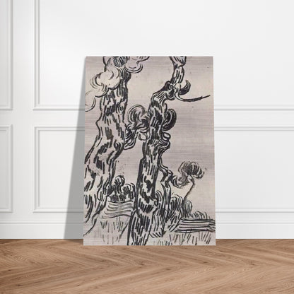 Two Pinetrees - Vincent van Gogh Brushed Aluminum Print - 70x100 cm / 28x40 inches | Vincent van Gogh Aluminum Print | Vincent van Gogh Prints