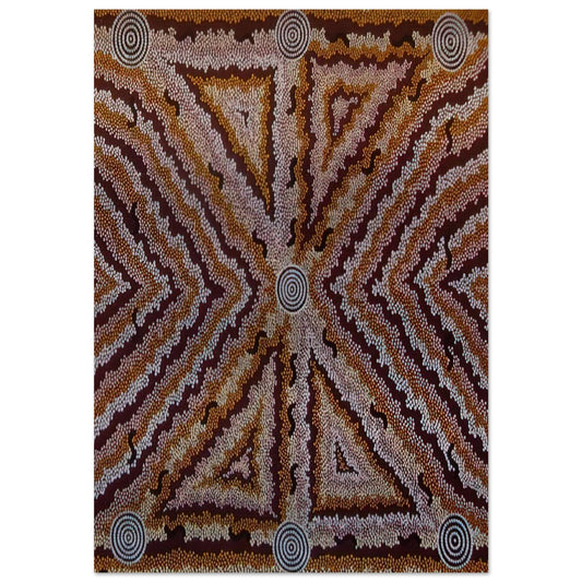 Witchetty Grub Dreaming - 1983 - Clifford Possum Tjapaltjarri Brushed Aluminum Print - 70x100 cm / 28x40 inches | Clifford Possum Tjapaltjarri Aluminum Print | Clifford Possum Tjapaltjarri Prints