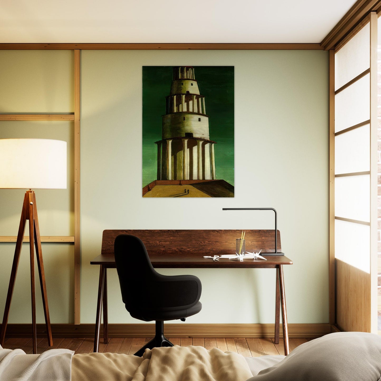 THE GREAT TOWER 1913 - Giorgio de Chirico Brushed Aluminum Print - 70x100 cm / 28x40 inches | Giorgio de Chirico Aluminum Print | Giorgio de Chirico Prints