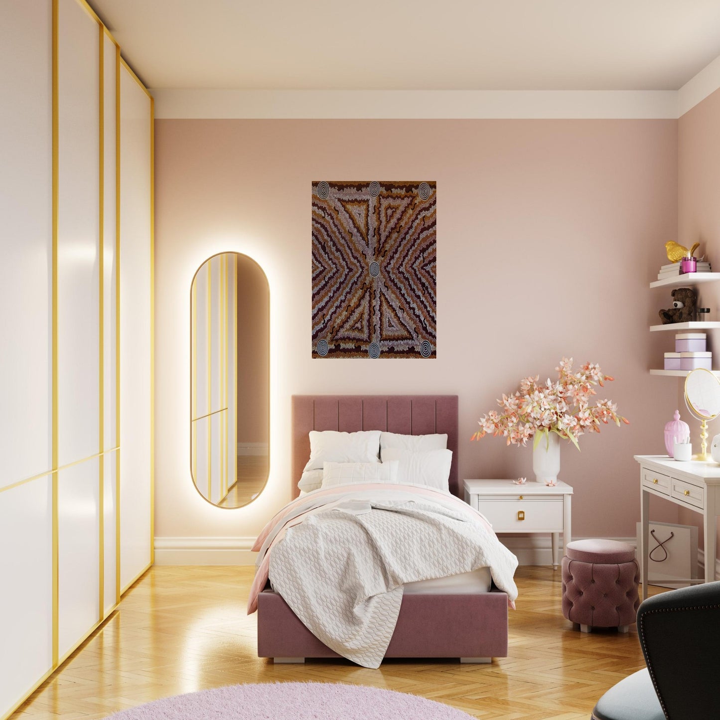 Witchetty Grub Dreaming - 1983 - Clifford Possum Tjapaltjarri Brushed Aluminum Print - 70x100 cm / 28x40 inches | Clifford Possum Tjapaltjarri Aluminum Print | Clifford Possum Tjapaltjarri Prints