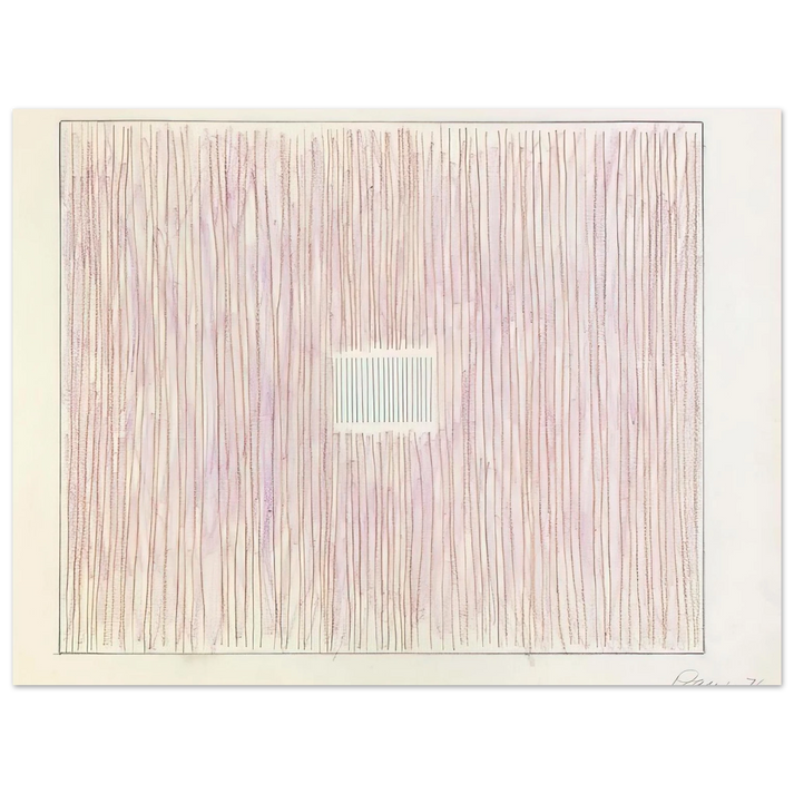 Gene Davis - Untitled Pink Stripes-Gray Box - 1976  75x100 cm / 30x40inches Fine Art Poster