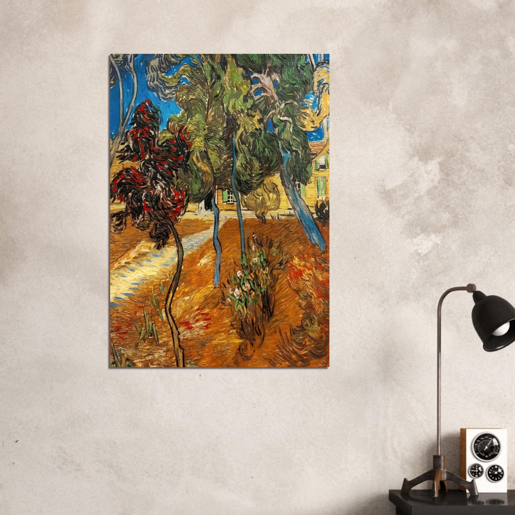 Trees in the Asylum Garden - Vincent van Gogh Brushed Aluminum Print - 70x100 cm / 28x40 inches | Vincent van Gogh Aluminum Print | Vincent van Gogh Prints