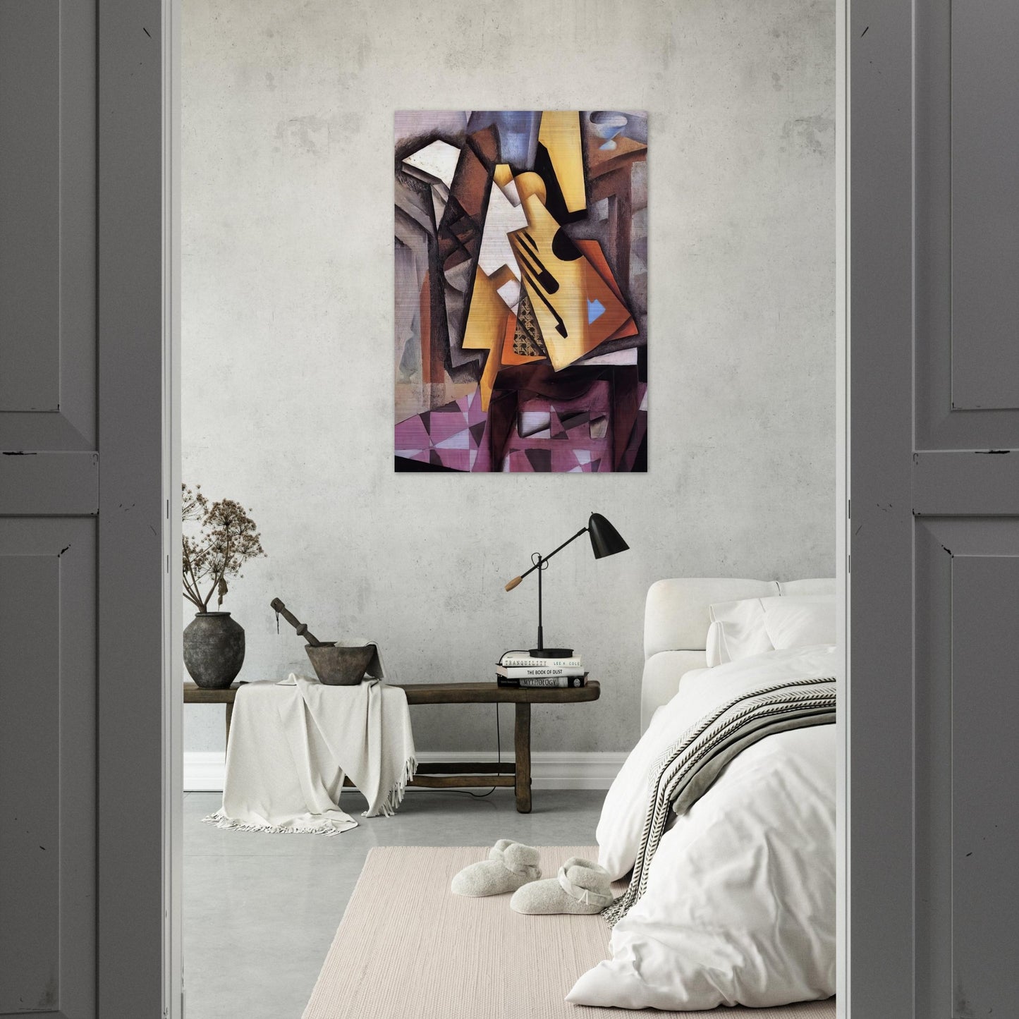 GUITAR ON A CHAIR 1913 - Juan Gris Brushed Aluminum Print - 70x100 cm / 28x40 inches | Juan Gris Aluminum Print | Juan Gris Prints