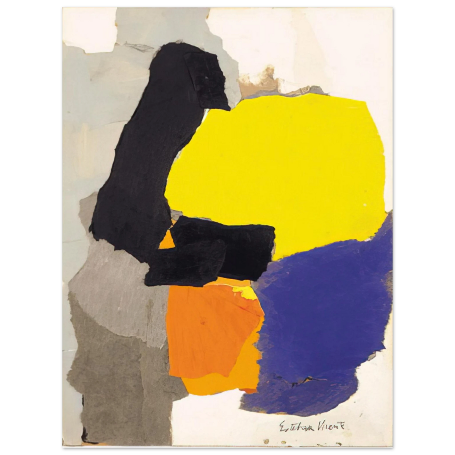 Esteban Vicente - COLLAGE WITH YELLOW BLUE AND ORANGE 1963  75x100 cm / 30x40inches Fine Art Poster