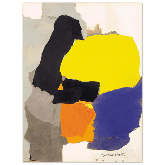 Esteban Vicente - COLLAGE WITH YELLOW BLUE AND ORANGE 1963  75x100 cm / 30x40inches Fine Art Poster