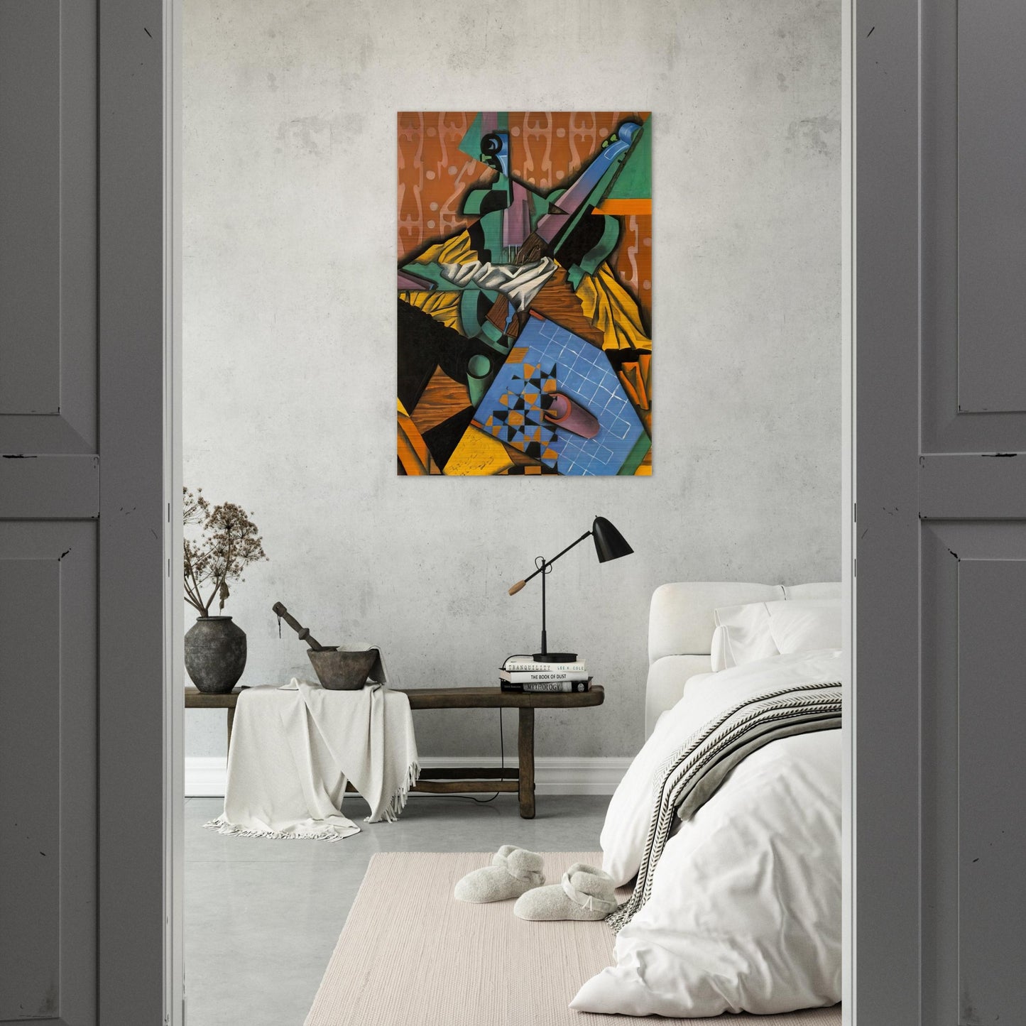 PHOTOGRAPH OF VIOLIN AND CHECKERBOARD 1913 - Juan Gris Brushed Aluminum Print - 70x100 cm / 28x40 inches | Juan Gris Aluminum Print | Juan Gris Prints