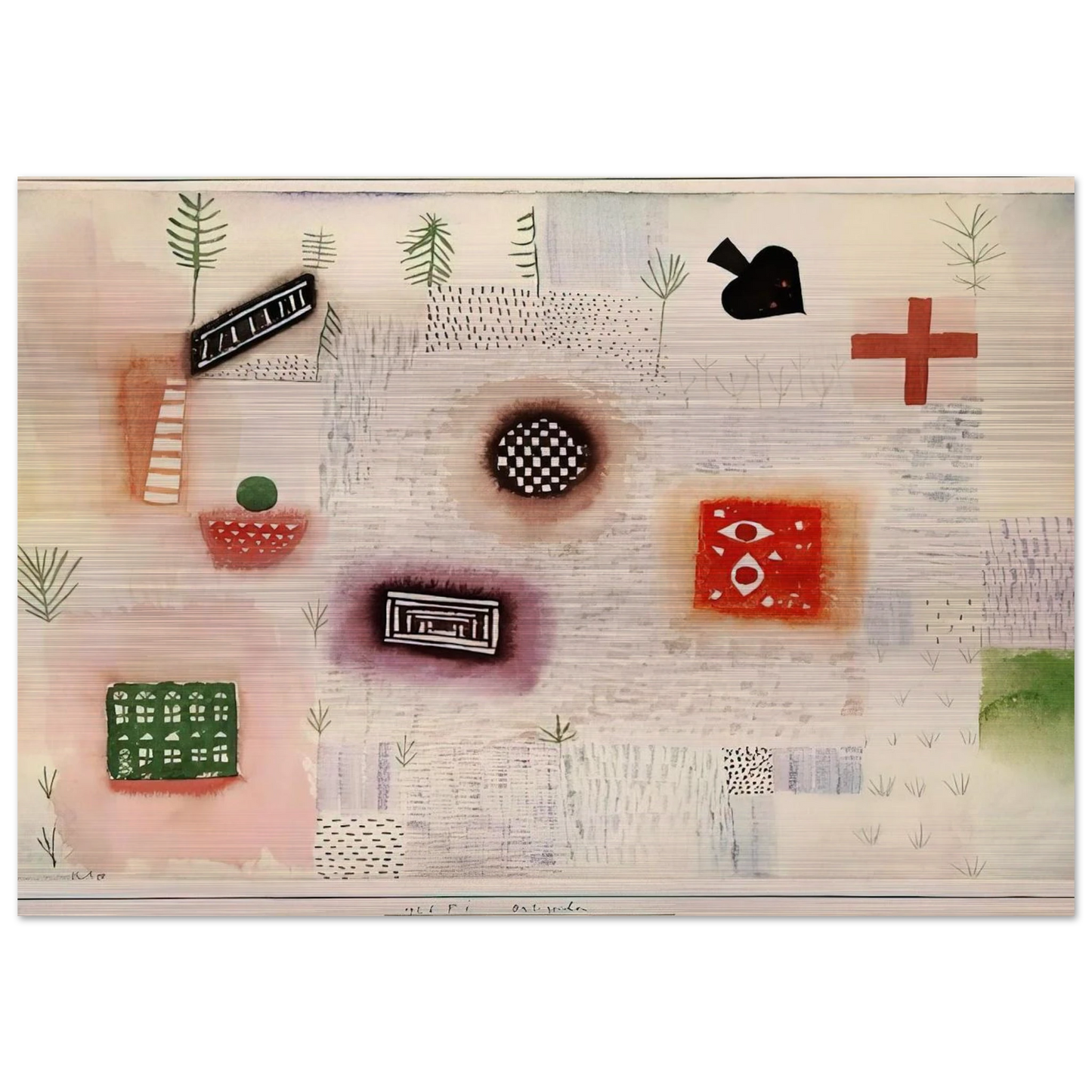 PLACE SIGNS 1926 - Paul Klee Brushed Aluminum Print - 70x100 cm / 28x40 inches | Paul Klee Aluminum Print | Paul Klee Prints