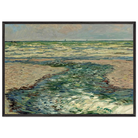 The Seacoast of Pourville Low Tide - claude monet 70x100 cm / 28x40 inches Framed Art Print – Black Wooden Frame