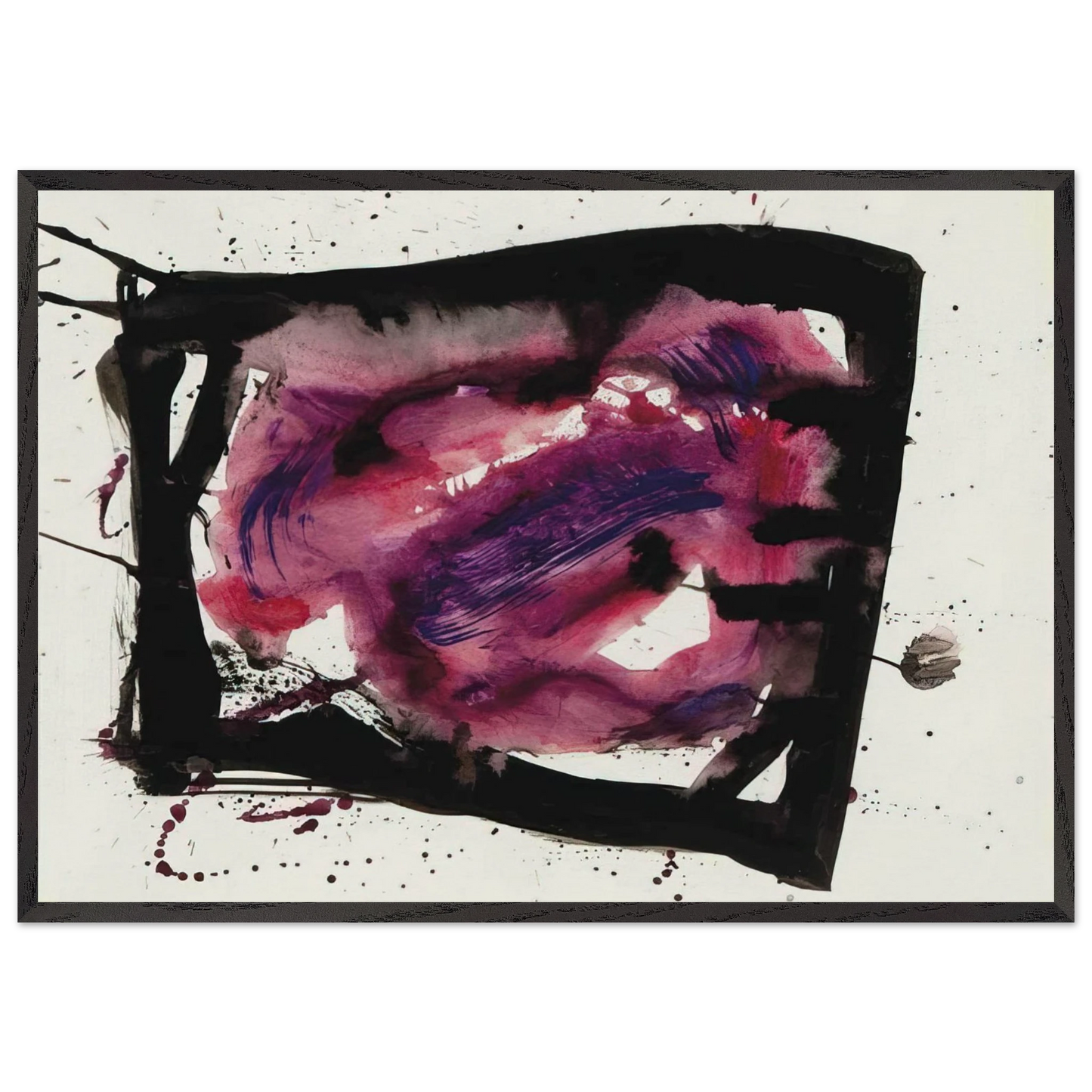 Untitled  SF72-1009  - Sam Francis 70x100 cm / 28x40 inches Framed Art Print – Black Wooden Frame