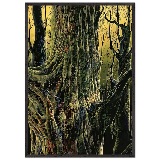 Ancient Tree - Eyvind Earle 70x100 cm / 28x40 inches Framed Art Print – Black Wooden Frame