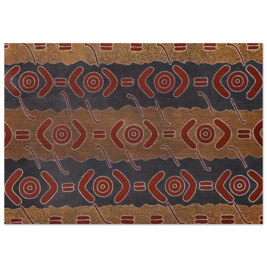 Men's Dreaming - Native Art - Clifford Possum Tjapaltjarri Brushed Aluminum Print - 70x100 cm / 28x40 inches | Clifford Possum Tjapaltjarri Aluminum Print | Clifford Possum Tjapaltjarri Prints