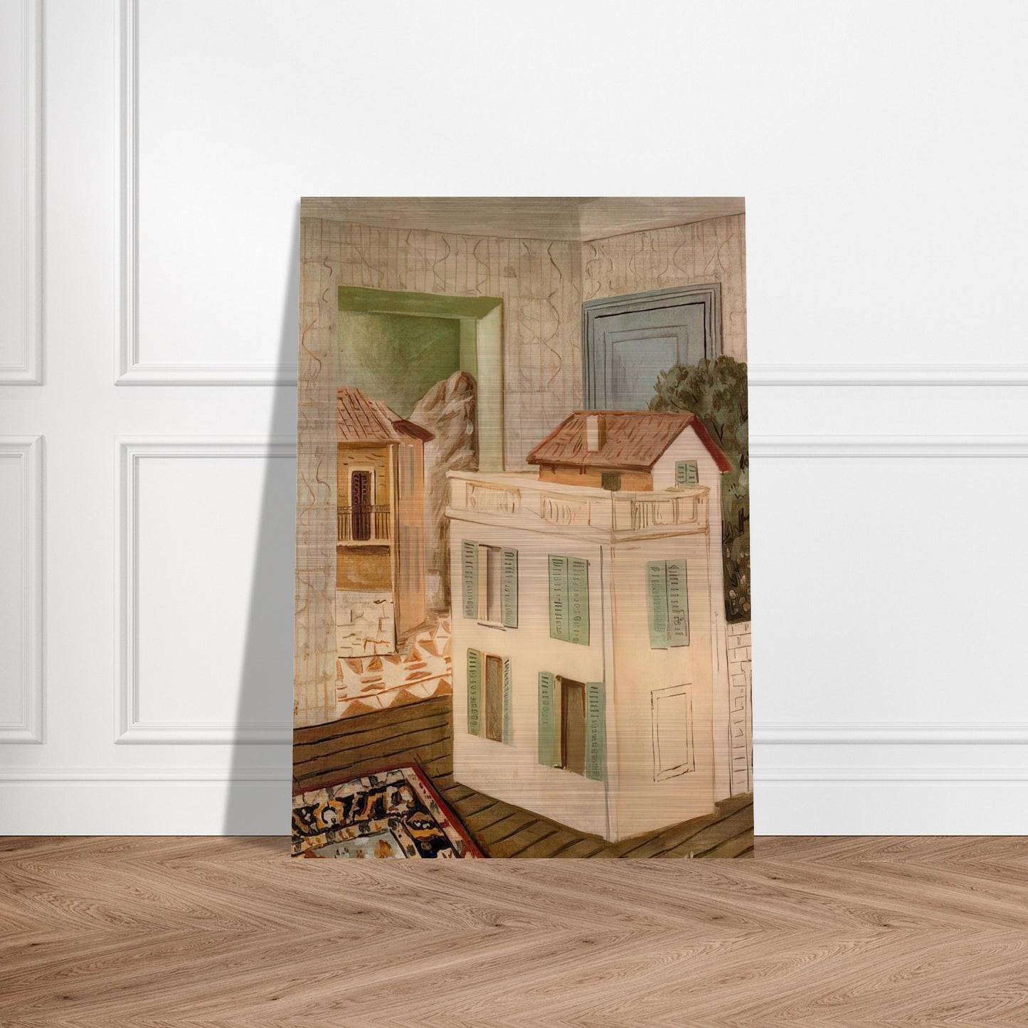 THE HOUSE IN THE HOUSE - Giorgio de Chirico Brushed Aluminum Print - 70x100 cm / 28x40 inches | Giorgio de Chirico Aluminum Print | Giorgio de Chirico Prints