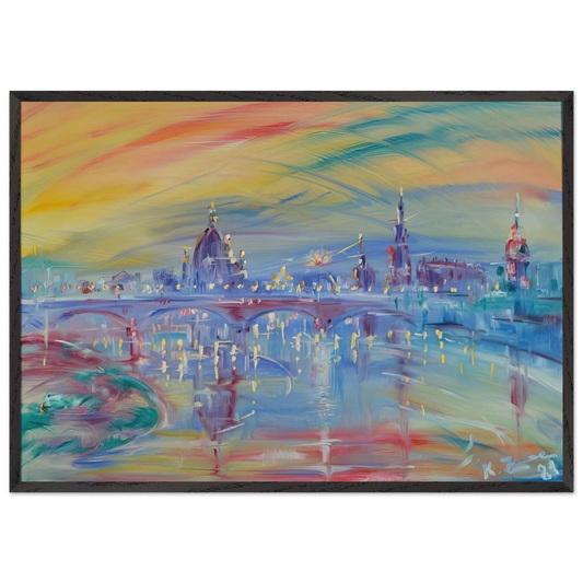 View of Rome and the Tiber - Konrad Zuse 70x100 cm / 28x40 inches Framed Art Print – Black Wooden Frame