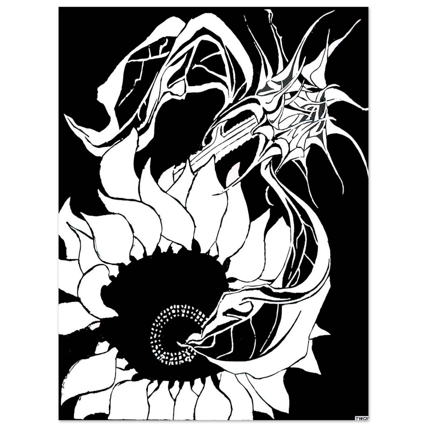 MC Escher - SUNFLOWERS Wall Art - 30x40 cm / 12x16 inches - Premium Wooden Framed Poster With Fine Art Paper-canvas - White frame