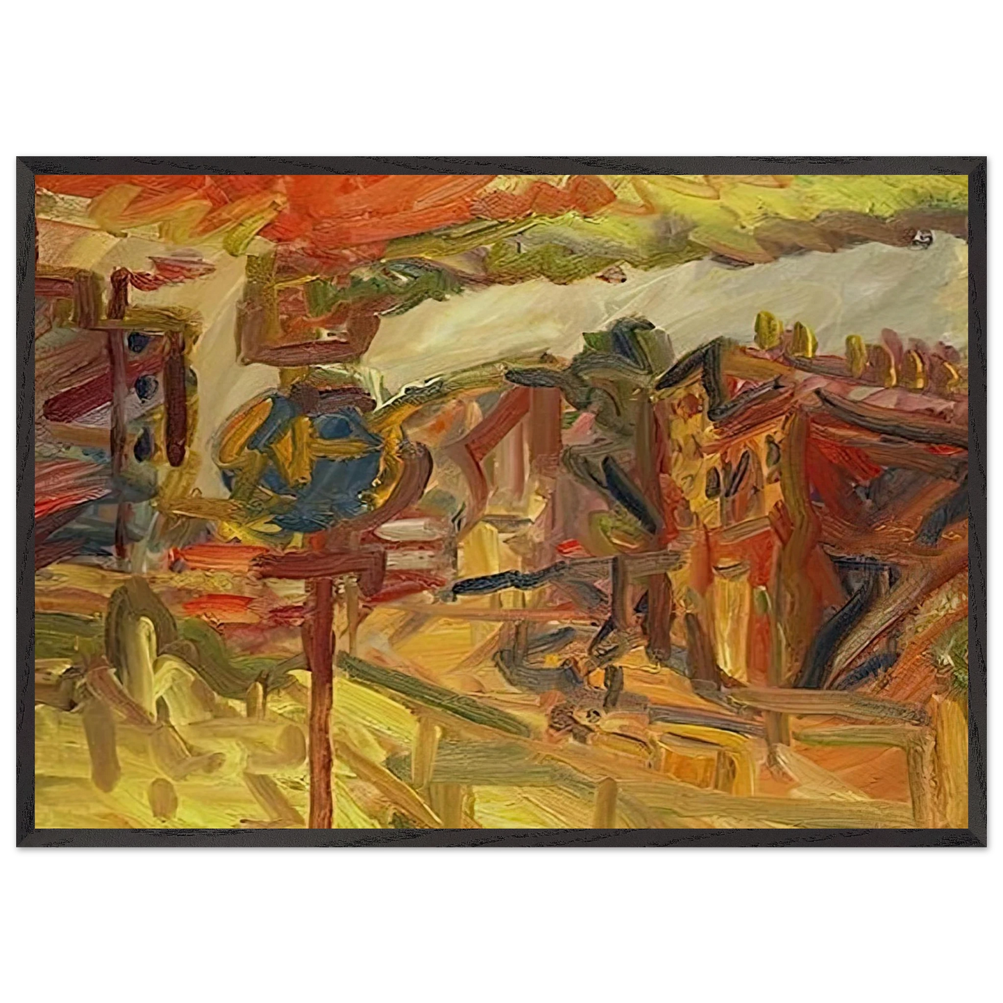THE AWNING - Frank Auerbach 70x100 cm / 28x40 inches Framed Art Print – Black Wooden Frame