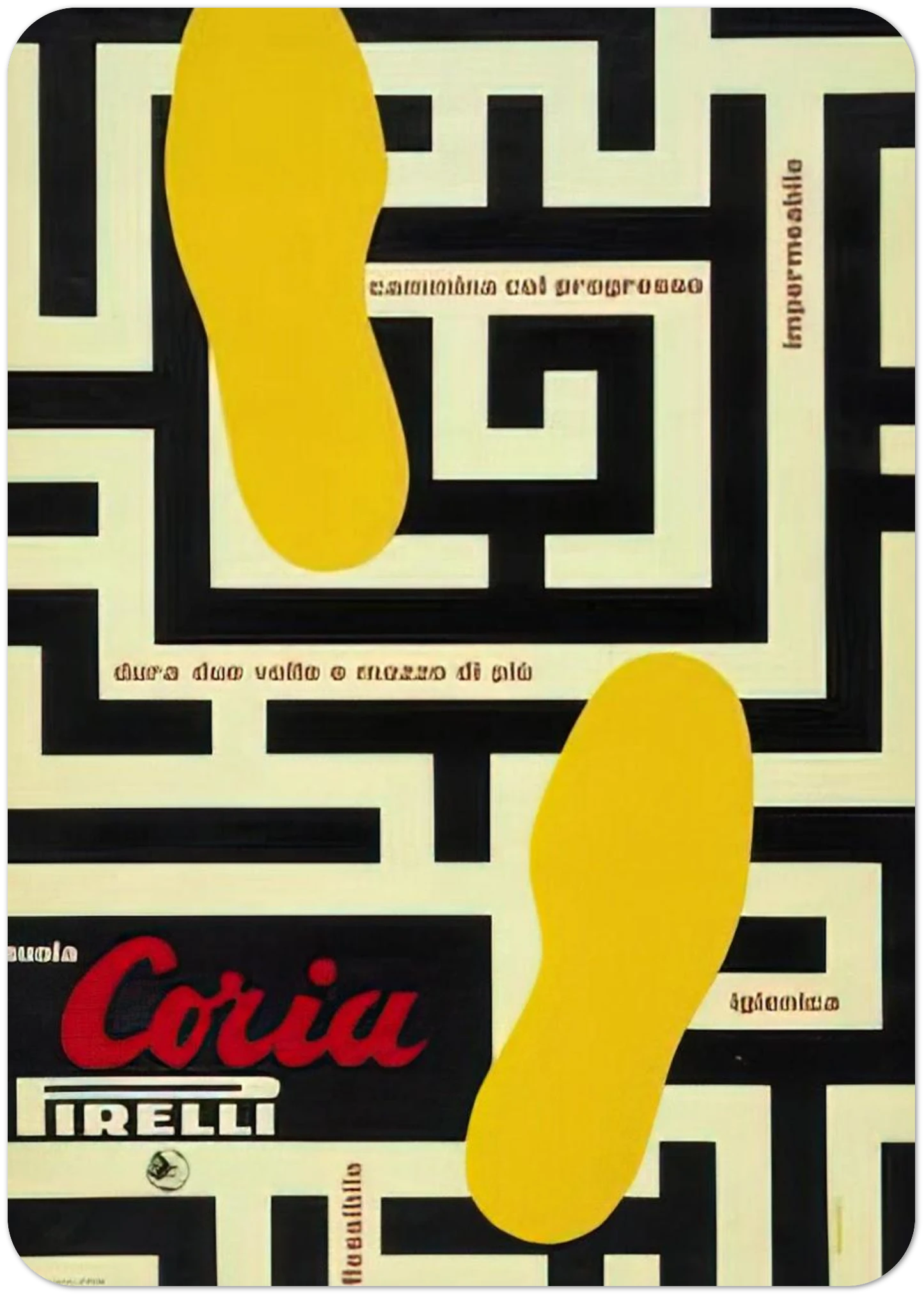 Pirelli, Suola Coria - 1953 By Bruno Munari Pack of 10 Post Cards | Bruno Munari Post Cards | A6 (10.5 x 14.8 cm) - 4.1 x 5.8 inches