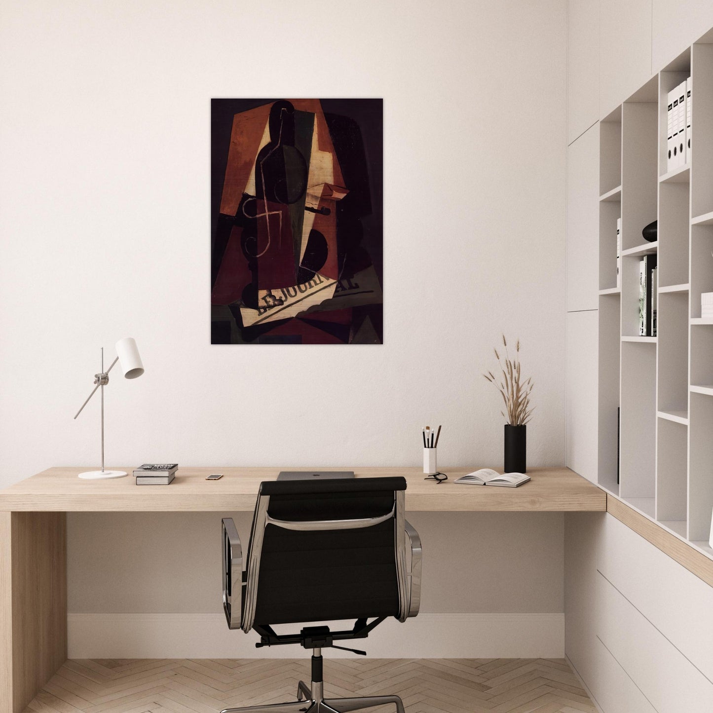 BOTTLE AND GLASS - Juan Gris Brushed Aluminum Print - 70x100 cm / 28x40 inches | Juan Gris Aluminum Print | Juan Gris Prints