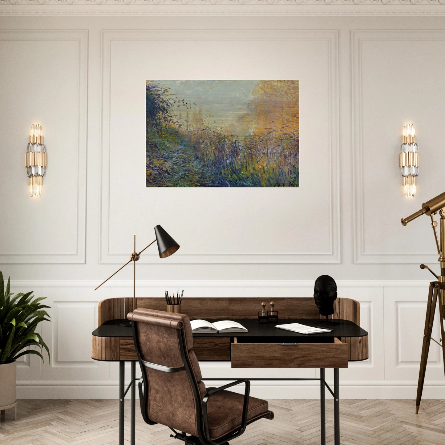 Study Rushes at Argenteuil - claude monet Brushed Aluminum Print - 70x100 cm / 28x40 inches | claude monet Aluminum Print | claude monet Prints