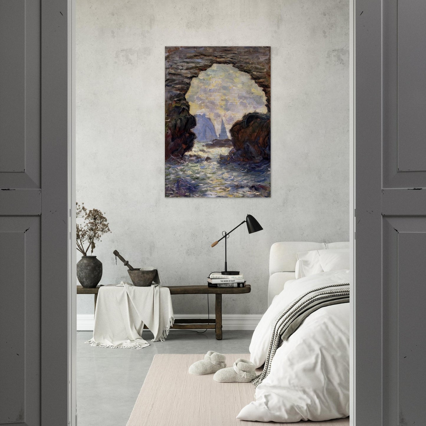 The Rock Needle Seen through the Porte d'Aumont - claude monet Brushed Aluminum Print - 70x100 cm / 28x40 inches | claude monet Aluminum Print | claude monet Prints