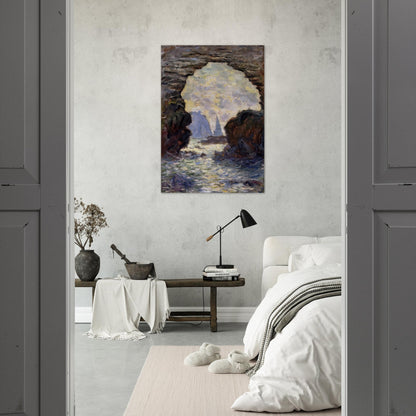 The Rock Needle Seen through the Porte d'Aumont - claude monet Brushed Aluminum Print - 70x100 cm / 28x40 inches | claude monet Aluminum Print | claude monet Prints