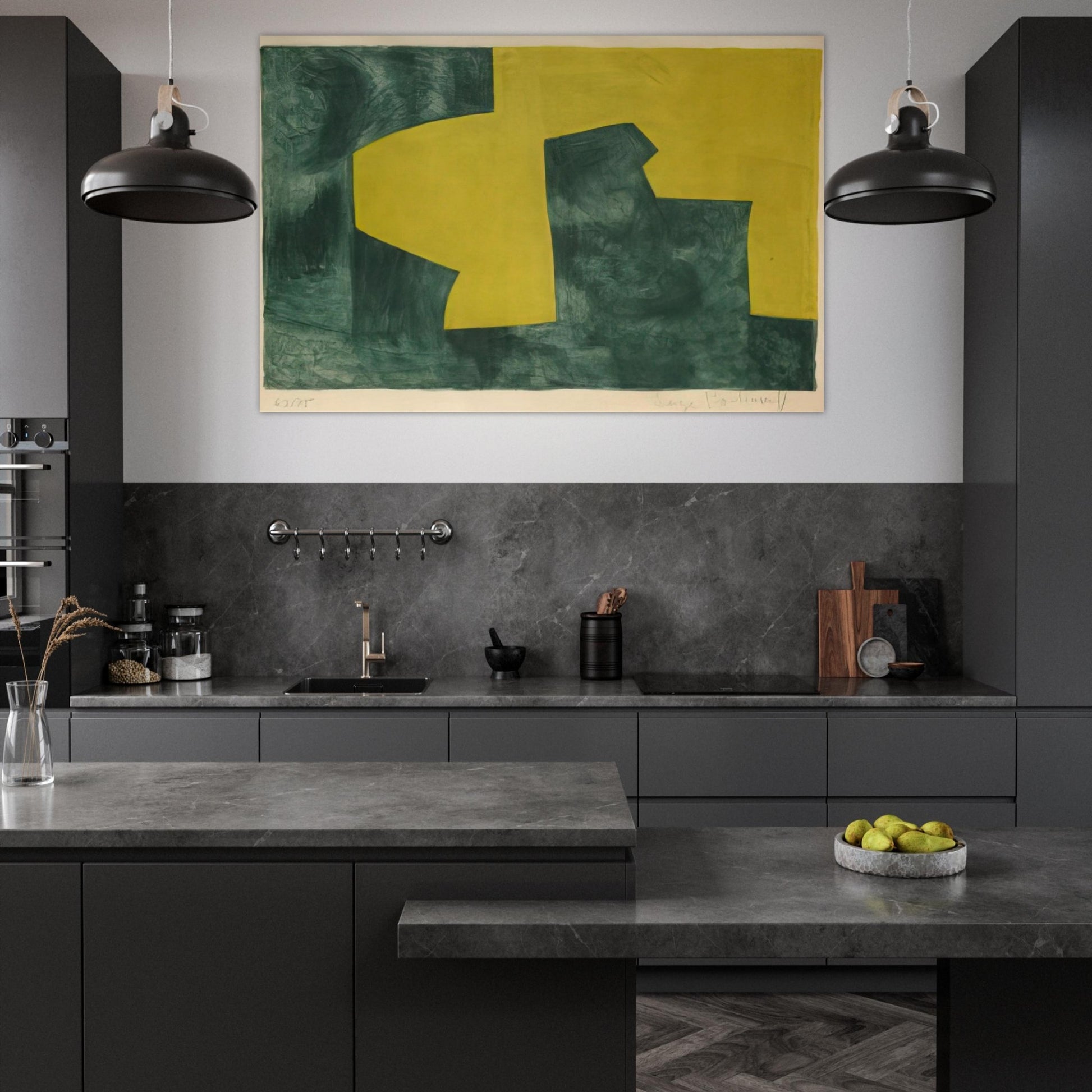 Composition verte et jaune - 1966 - Serge Poliakoff Art Prints - 100x150 cm / 40x60″ inches | Serge Poliakoff Poster | Serge Poliakoff Prints