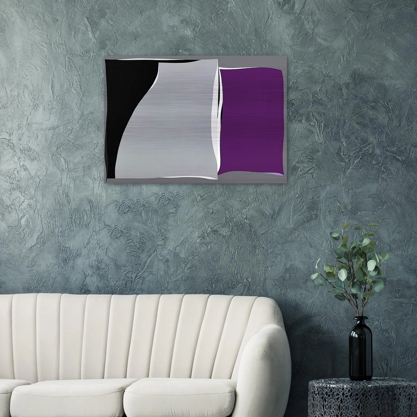 Black  Gray Curves with Purple - 1960 - Karl Benjamin Brushed Aluminum Print - 70x100 cm / 28x40 inches | Karl Benjamin Aluminum Print | Karl Benjamin Prints